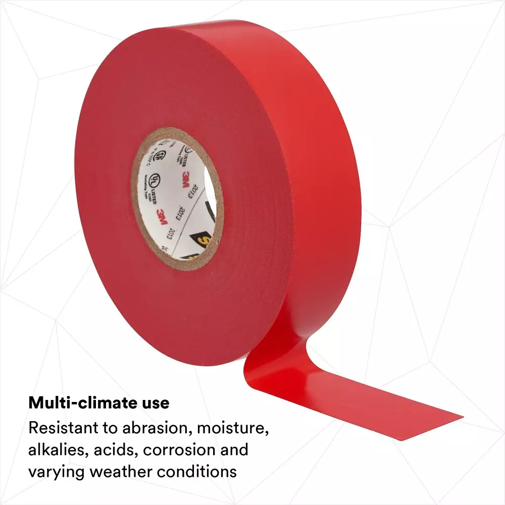 3M Professional Grade 35 Vinyl Electrical Tape 19 mm x 20.1 m x 0.177 mm Red, 31201500 (Pack of 5 Pcs)