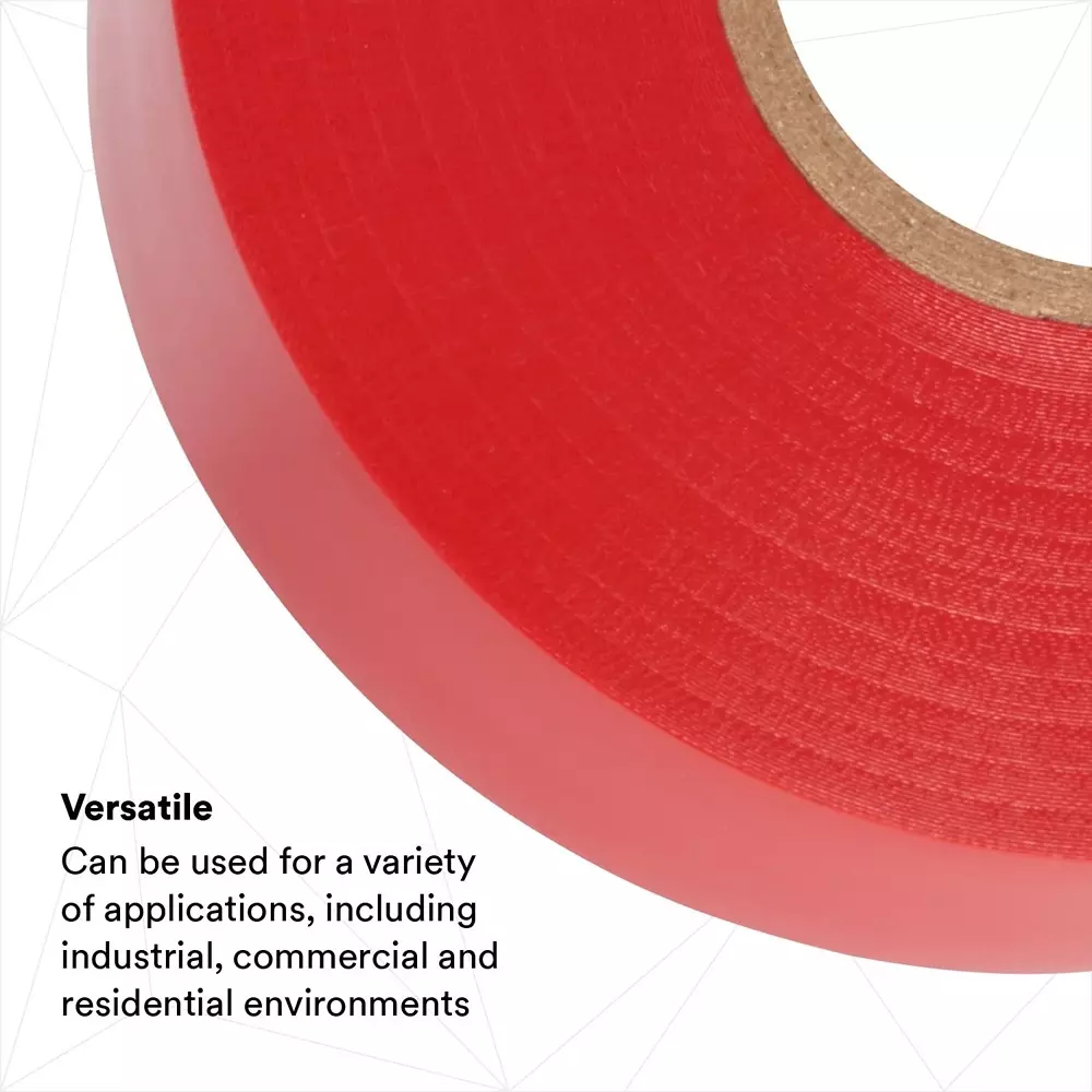 3M Professional Grade 35 Vinyl Electrical Tape 19 mm x 20.1 m x 0.177 mm Red, 31201500 (Pack of 5 Pcs)