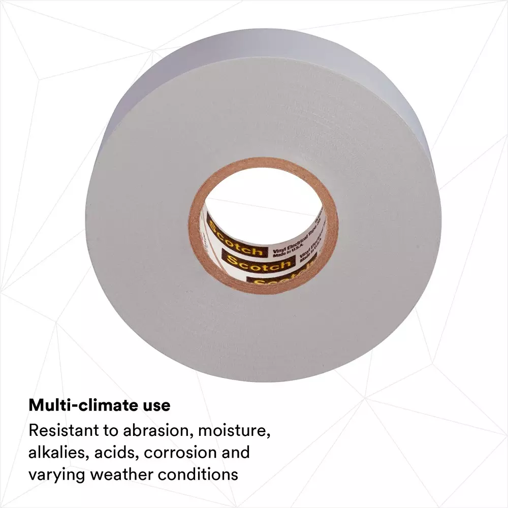 3M Professional Grade 35 Vinyl Electrical Tape 19 mm x 20.1 m x 0.177 mm Grey, 31201500 (Pack of 5 Pcs)