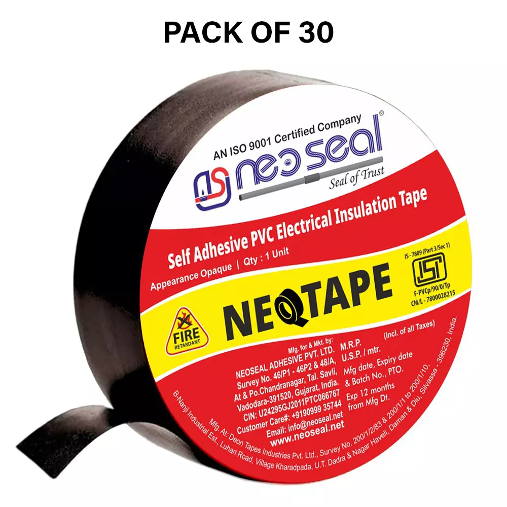 NeoSeal Neo PVC Electric Insulation Tape FR+ISI 6 m x 17 mm x 0.125 mm (Pack of 30)