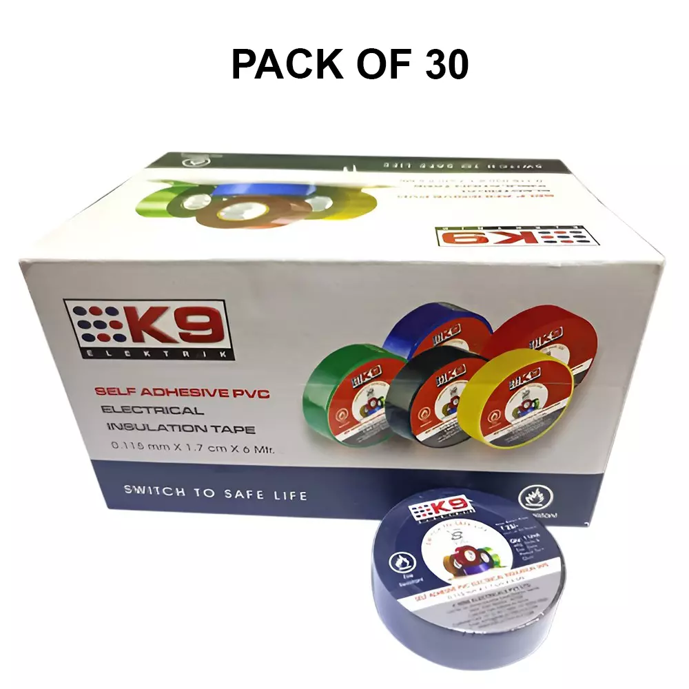 K9 Euro Electric Tape PVC Blue, 9671B (Pack of 30)