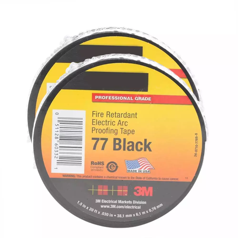 3M Scotch Fire-Retardant Electric Tape 6 m Length Intumescent Elastomer Backing Material for Industrial Use, (Pack of 2 Pcs)
