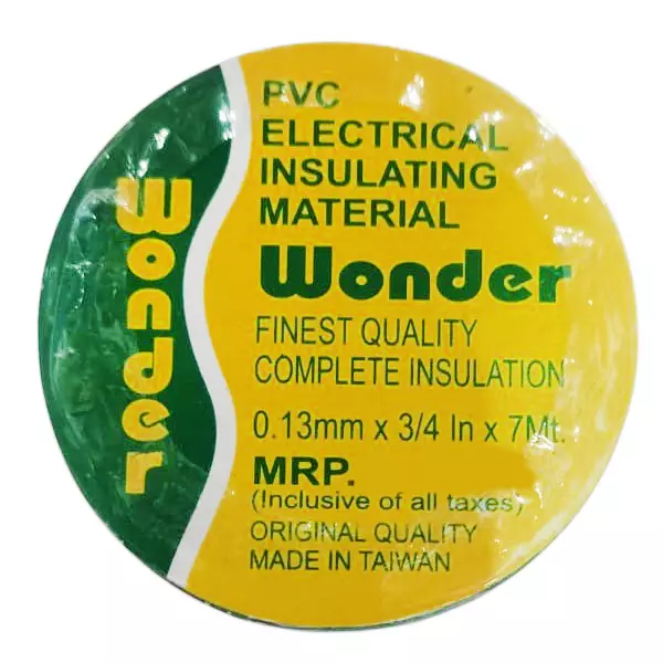 Wonder 999 3/4 inch x 7 m Green Self Adhesive PVC Electrical Insulation Tape , (Pack of 30)
