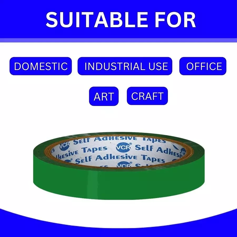VCR Green Color Tape - 50 Meters in Length - 36mm / 1.5" Width - 96 Rolls Per Pack