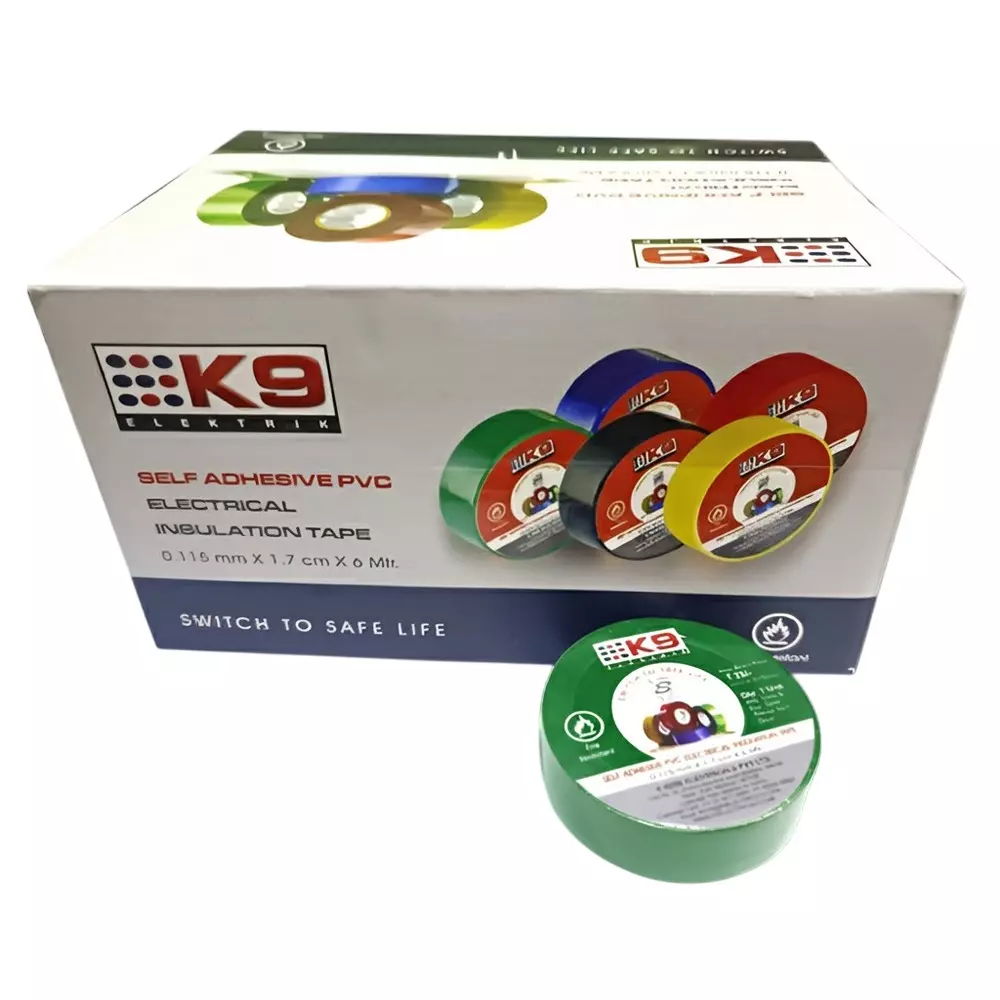 K9 Euro Electric Tape PVC Green, 9671G (Pack of 30)
