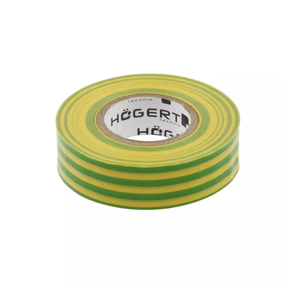Hogert Technik Electrical Insulation Tape Green-Yellow Color, 20 m Length x 19 mm Width x 0.13 mm Thickness, HT1P286