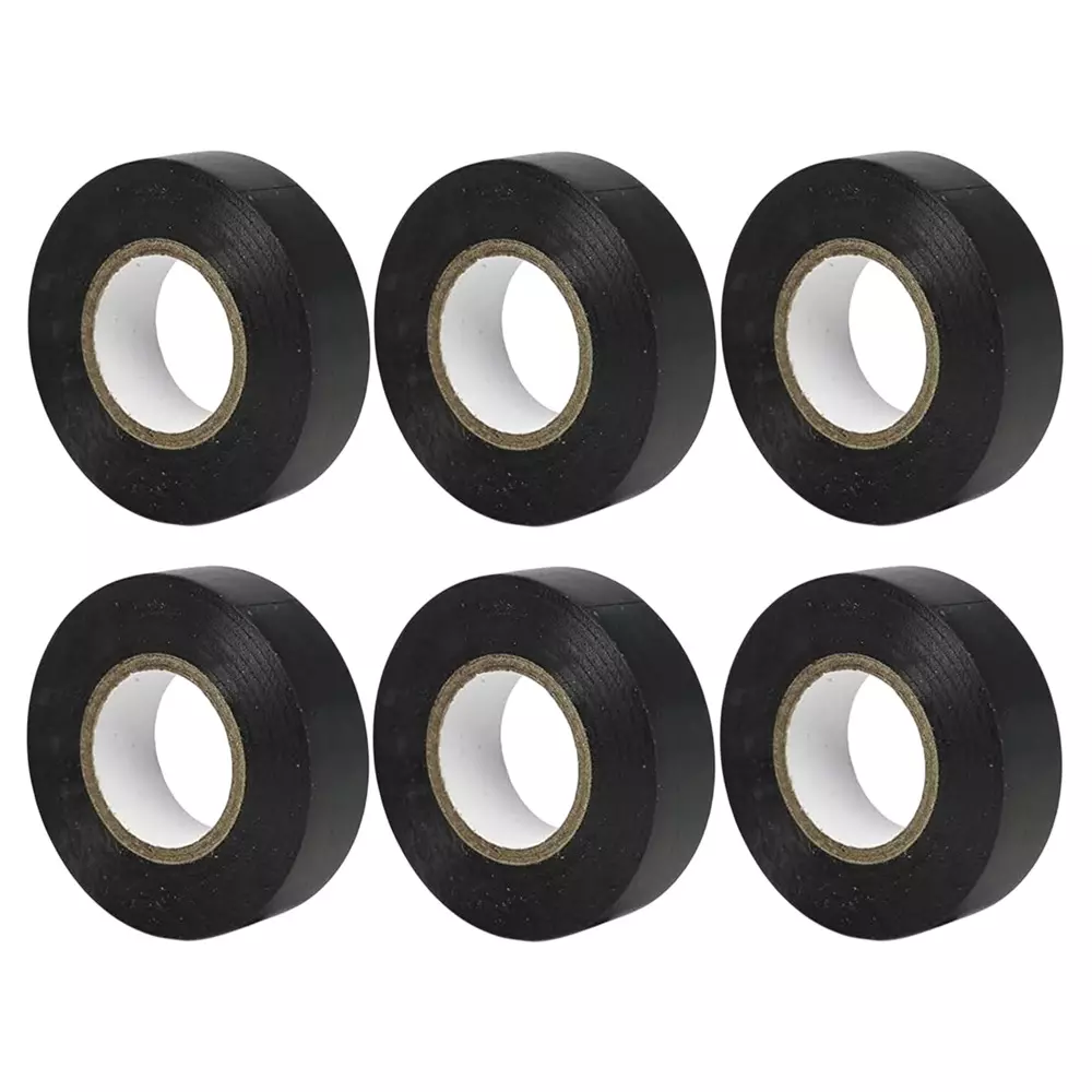 GENERIC Electrical Insulation Tape PVC Waterproof & Oil Resistant 30 m Length 25 mm (1 inch) Black, EP031-2 (Pack of 6)