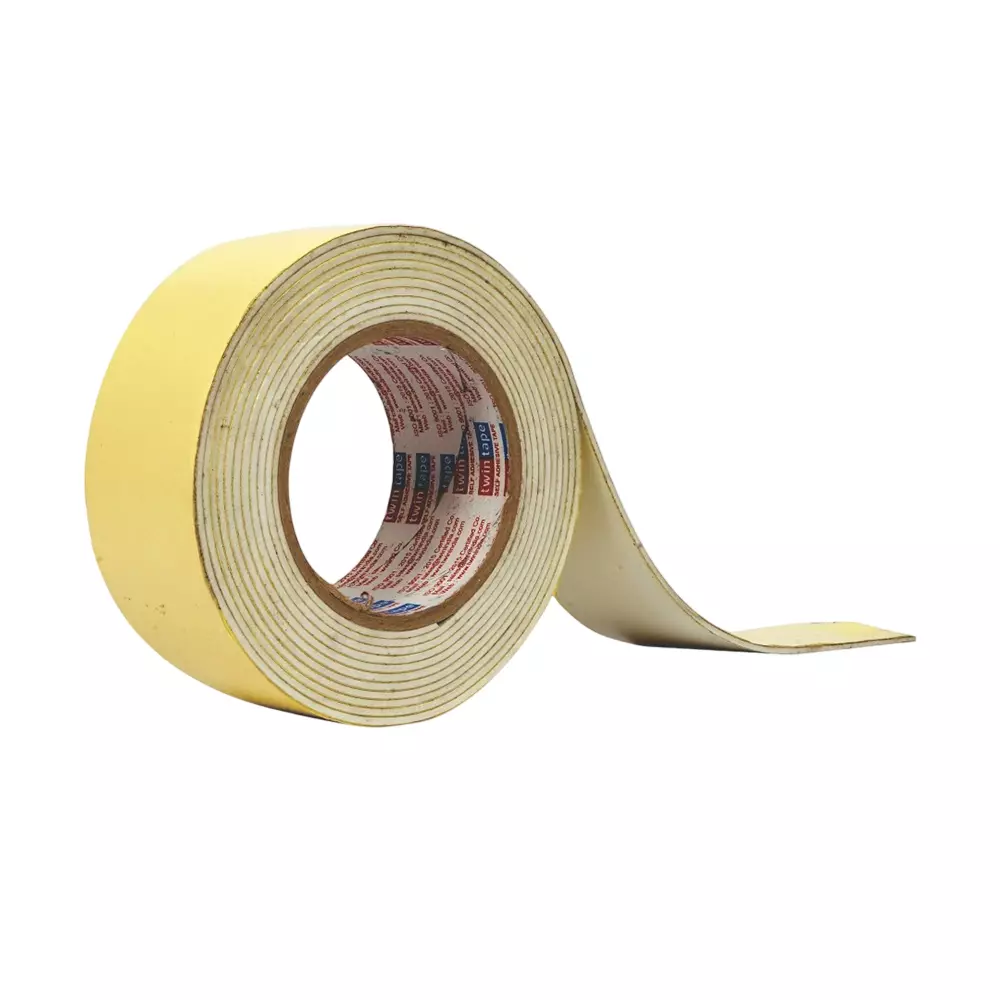 Twin Tech Double Sided Foam Tape Yellow 24 mm x 10 m, #2225 (Pack of 100 Rolls)