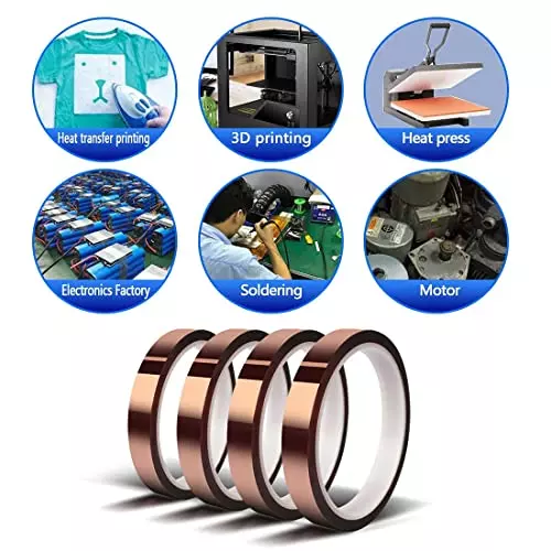 SCHOFIC Kapton Tape Polyimide ‎Brown 10 mm Width 33 m Length, 0331F4ZQS7I (Pack of 5)