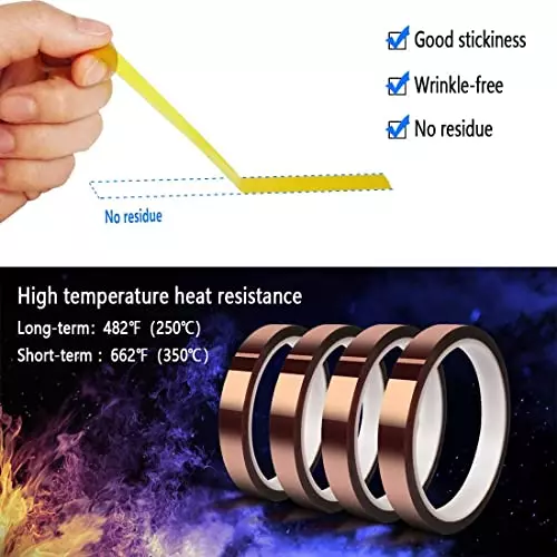 SCHOFIC Kapton Tape Polyimide ‎Brown 10 mm Width 33 m Length, 0331F4ZQS7I (Pack of 5)