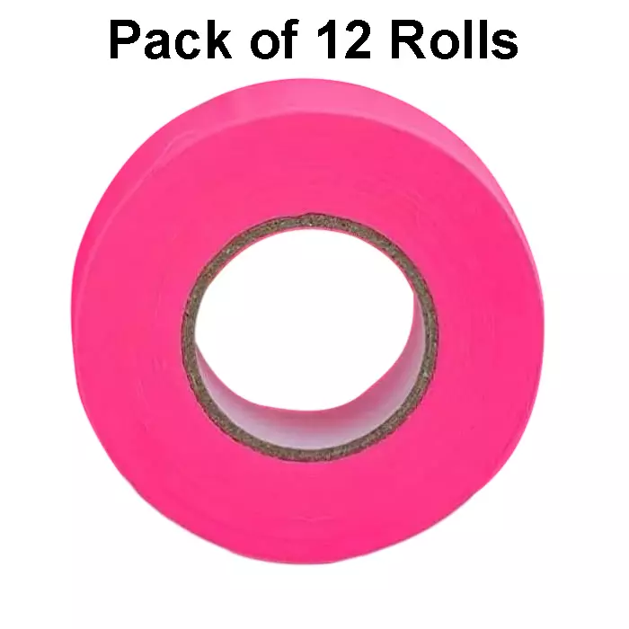 Singhal Flagging Tape 25 mmx90 m Pink (Pack of 12 Rolls)