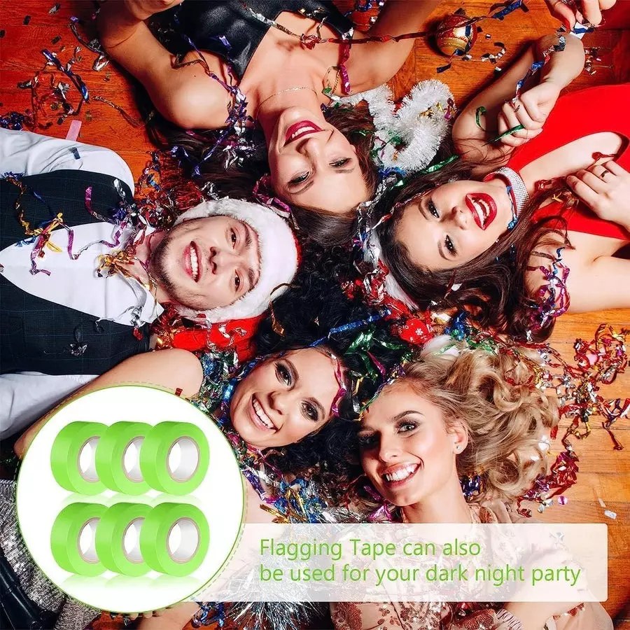 Singhal Flagging Tape 25 mmx90 m Lime (Pack of 6 Rolls)