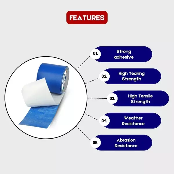 Keder Max Tarpaulin Repair Tape Polyvinyl Chloride Blue 9.5 cm Width Acrylic 5 m Length for Repairing Rips