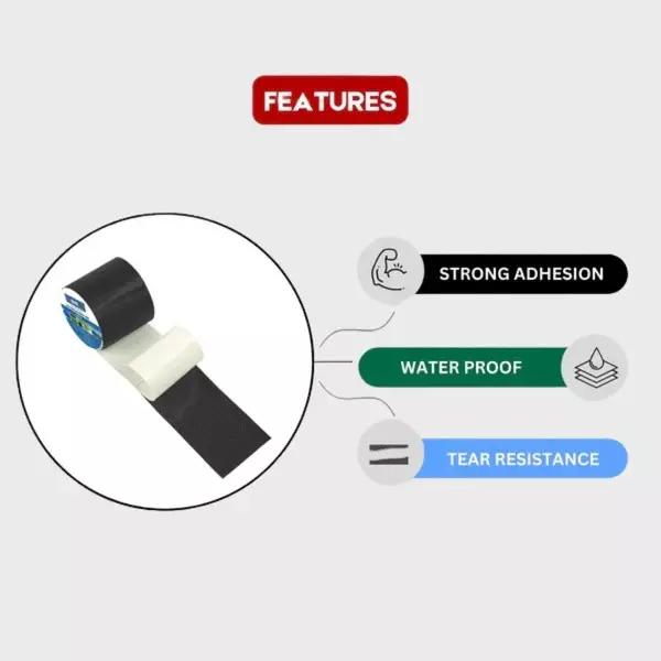 Keder Max HDPE Tarpaulin Repair Tape Black 9.5 cm Width Acrylic 10 m Length for Tarpaulin Repair, Pond lining, Fish tank