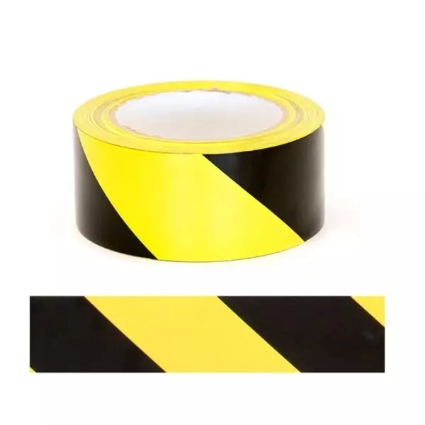GENERIC Self-Adhesive Floor Marking Tape 48 mm x 25 m Yellow & Black Striped (Pack of 3)