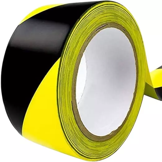 Udyogi Floor Marking Tape 51 cm (2 inch x 33 m) Self-Adhesive PVC Film Yellow & Black, FMYB233