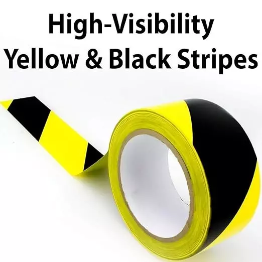 Udyogi Floor Marking Tape 51 cm (2 inch x 33 m) Self-Adhesive PVC Film Yellow & Black, FMYB233