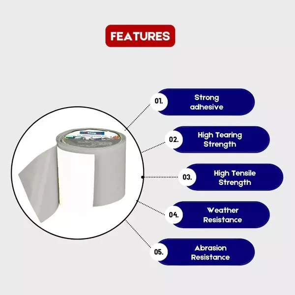 Keder Max Tarpaulin Repair Tape Polyvinyl Chloride Grey 9.5 cm Width Acrylic 5 m Length for Repairing Rips