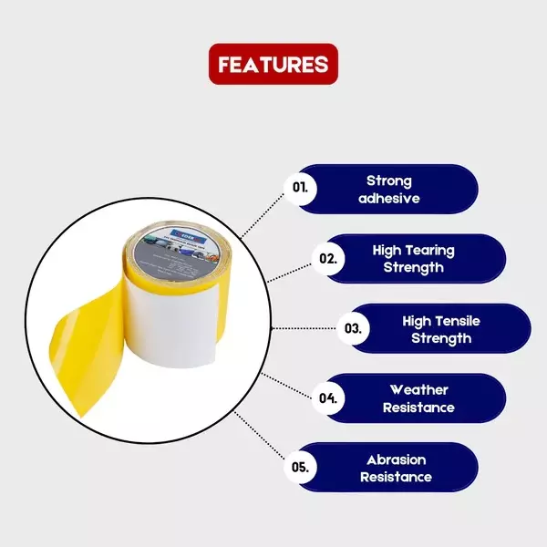 Keder Max Tarpaulin Repair Tape Polyvinyl Chloride Yellow 9.5 cm Width Acrylic 5 m Length for Repairing Rips