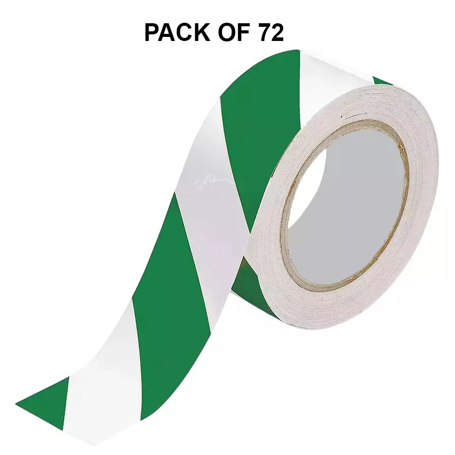 Selmex PVC Floor Marking Tape 2 inch x 13 m White & Green (Pack of 72)
