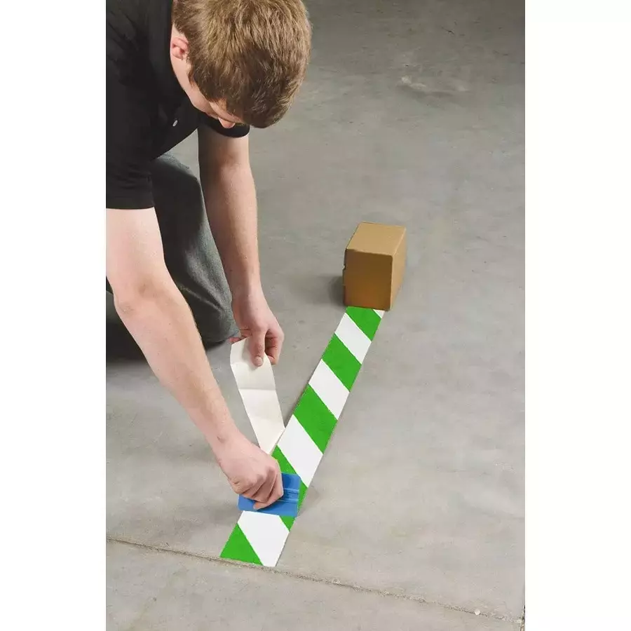 Selmex PVC Floor Marking Tape 2 inch x 13 m White & Green (Pack of 72)