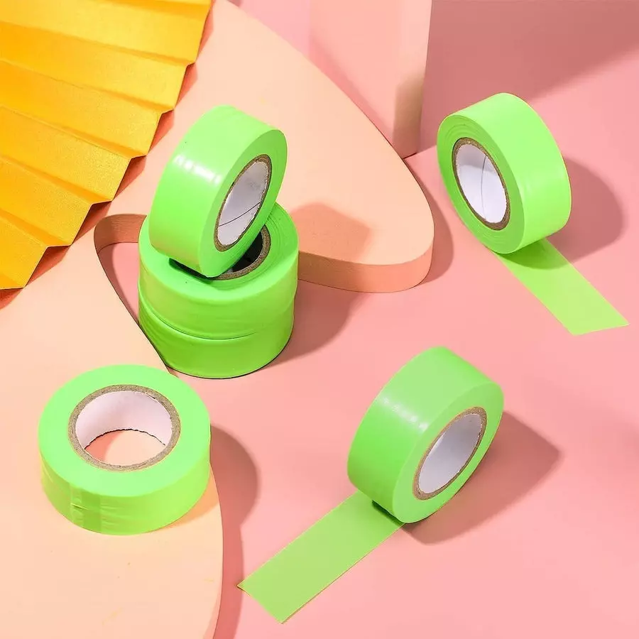 Singhal Flagging Tape 25 mmx90 m Lime (Pack of 10 Rolls)