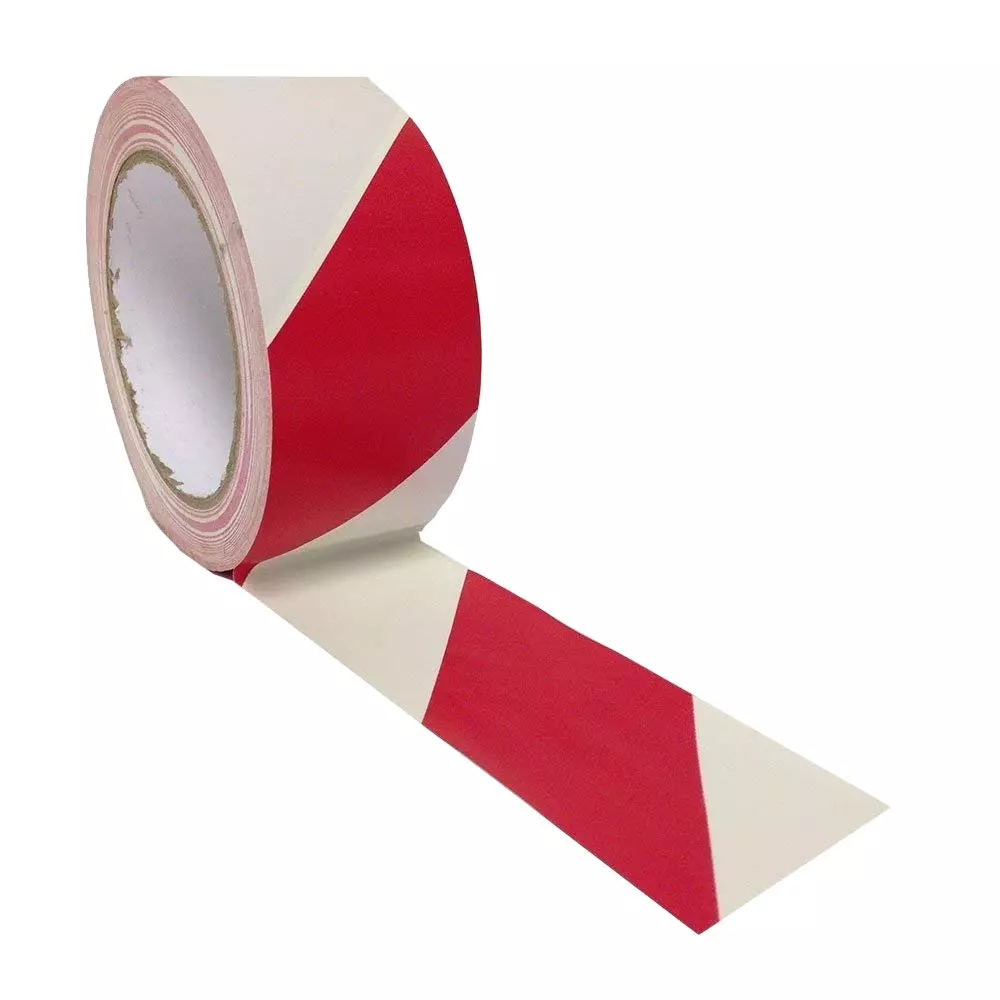 Selmex PVC Floor Marking Tape 2 inch x 13 m Red & White (Pack of 72)