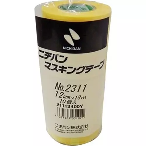 NICHIBAN Masking Tape Yellow 12 mm x 18 m, No.2311 (Pack of 100 Roll)