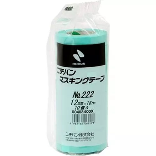 NICHIBAN Masking Tape Mint Green 12 mm x 18 m for Vehicle Painting, NO.222 (Pack of 100 Roll)