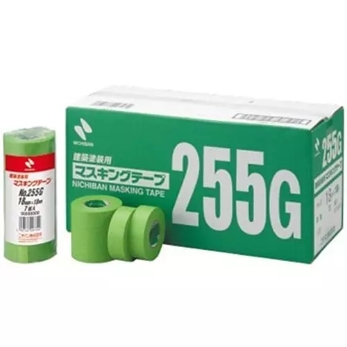 NICHIBAN Masking Tape 24 mm x 18 m for Architectural Painting, NO.255G (Pack of 50 Roll)