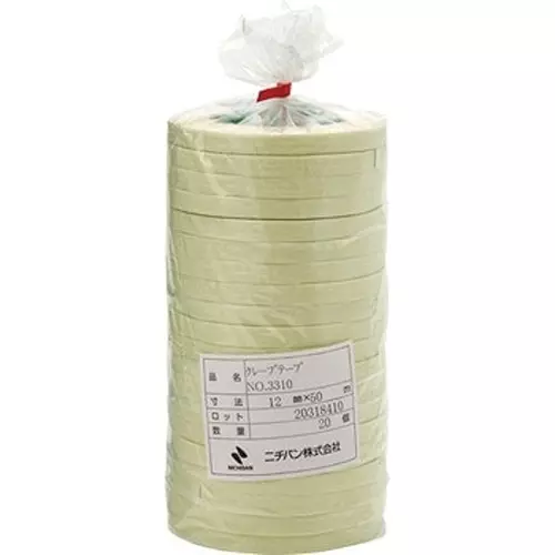 NICHIBAN Crepe Tape Cream 12 mm x 50 m, 3310H-12 (Pack of 20 Roll)