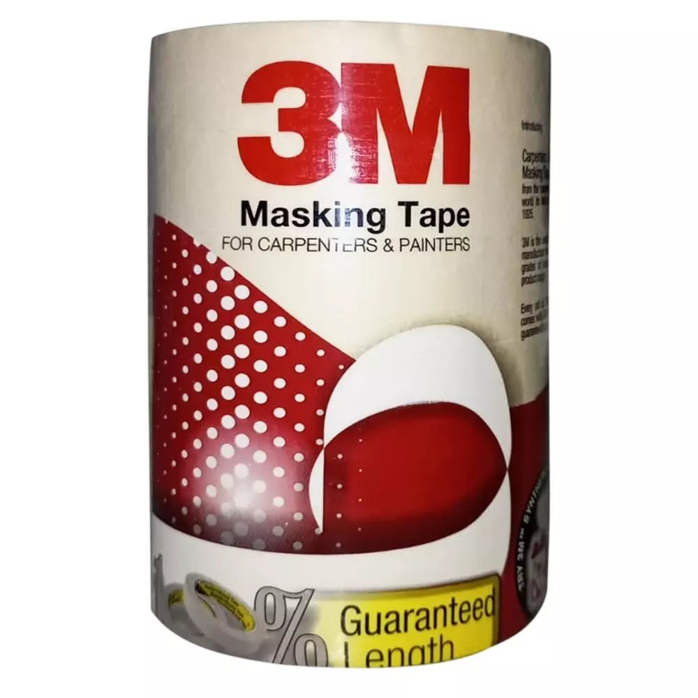 3M General Purpose Masking Tape 48 mm Width 20 m Length White, (Pack of 3 Roll)