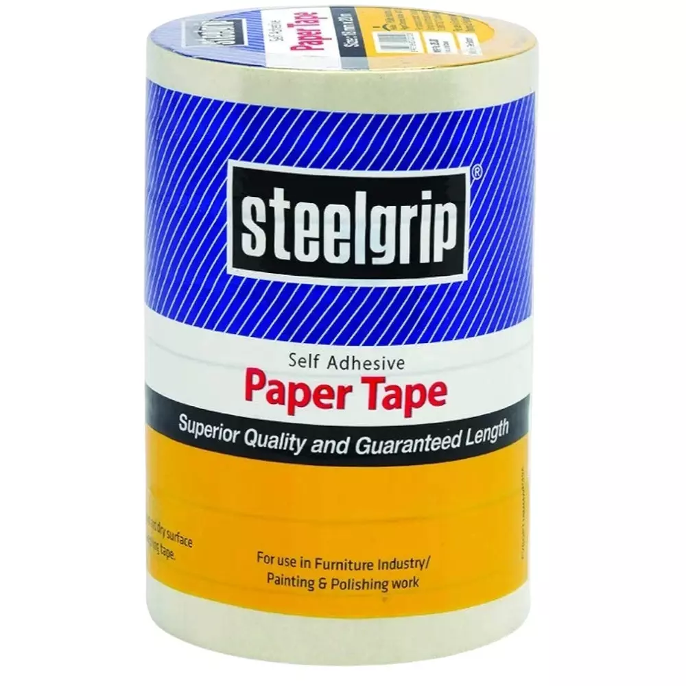 Steelgrip Masking Tape Length 20 m White Crepe Paper Backing Material for Furniture Industry, Painting and Polishing Work (Pack of 120)