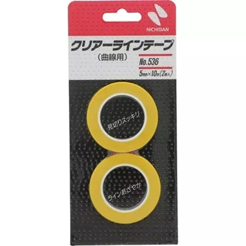 NICHIBAN Clear Line Tape PVC Film Yellow 5 mm x 10 m for Curve Line, No.536 (Pack of 40 Roll)