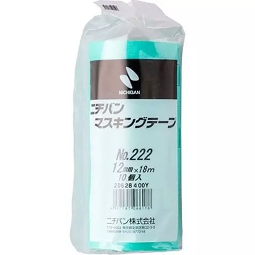 NICHIBAN Masking Tape Mint Green 15 mm x 18 m for Vehicle Painting, NO.222 (Pack of 80 Roll)