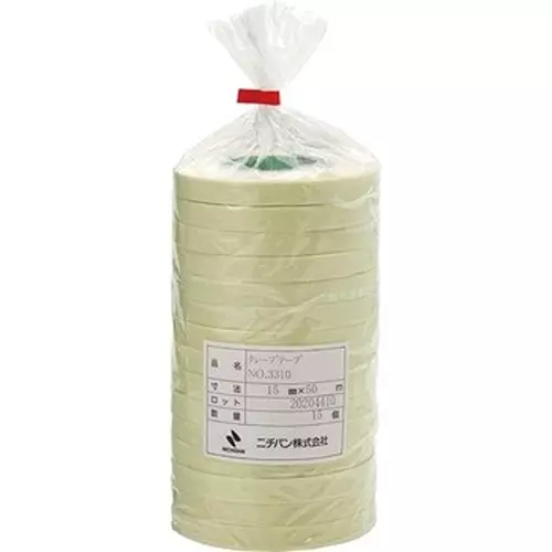 NICHIBAN Crepe Tape Cream 15 mm x 50 m, 3310H-15 (Pack of 15 Roll)
