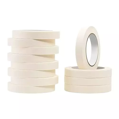 ELEGANT CASA Masking Tape White Multiple Surfaces 25 m Length 20 mm (3/4 inch) Width (Pack of 8)