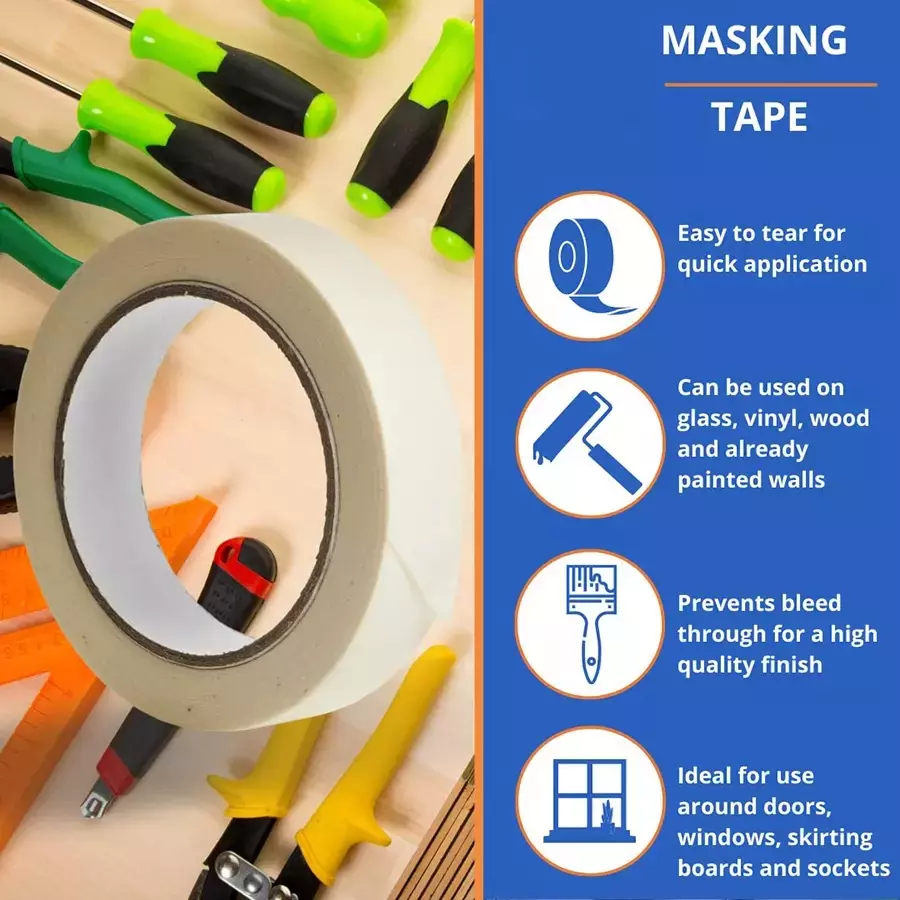Generic 25.4 mm (1 Inch) x 20 m Crepe Paper Masking Tape (Pack of 36)