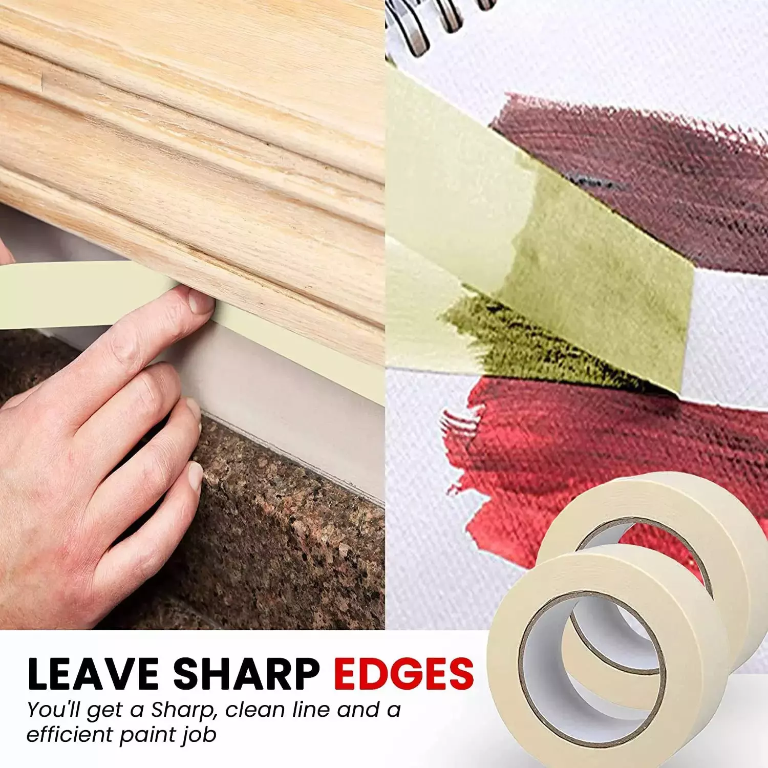 Generic 25.4 mm (1 Inch) x 20 m Crepe Paper Masking Tape (Pack of 36)