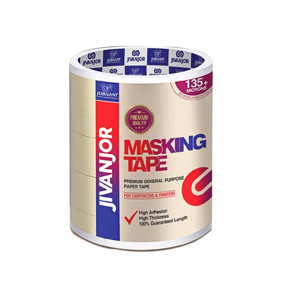 Jivanjor Masking Tape 24 mm x 20 m 135 Micron Creamish