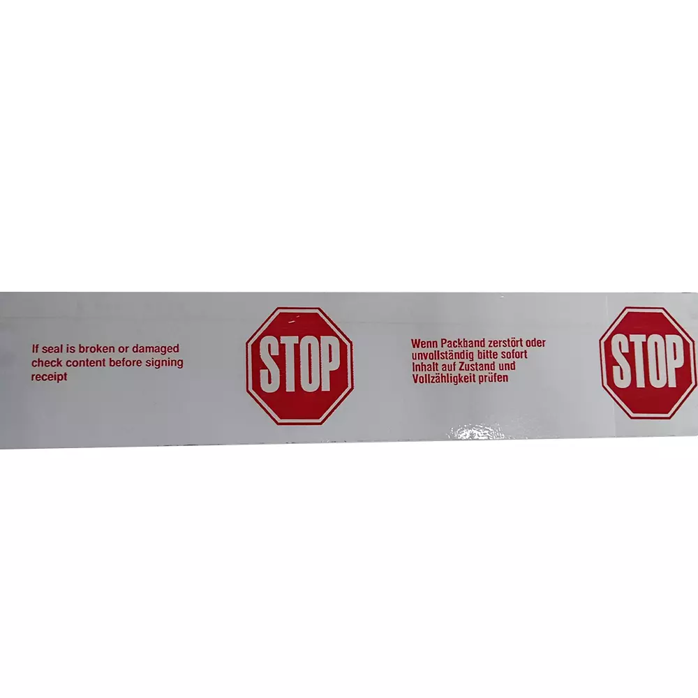 Elisha Carton Tapes Transparent Red Printed STOP 75 mm x 65 m (Pack of 2 Rolls)