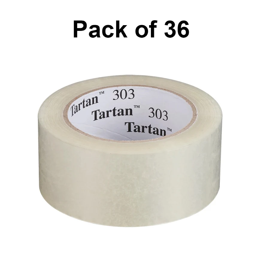 Tartan by 3M 48 mm x 50 m Packaging Tape Transparent, 303 (Pack of 36)