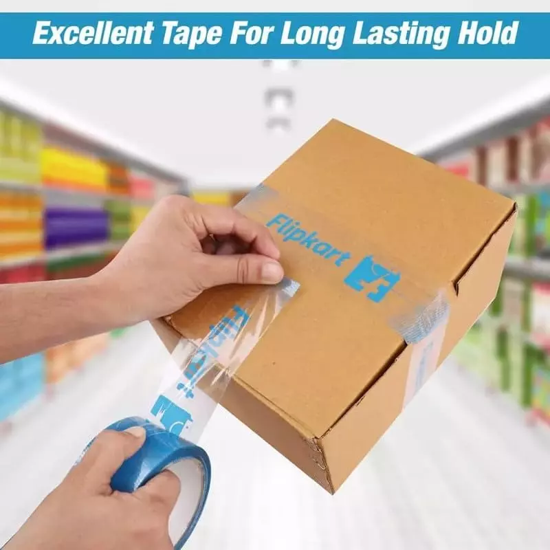 Elisha Carton Tapes Transparent Blue Print Flipkart 48 mm x 50 m (Pack of 3 Rolls)