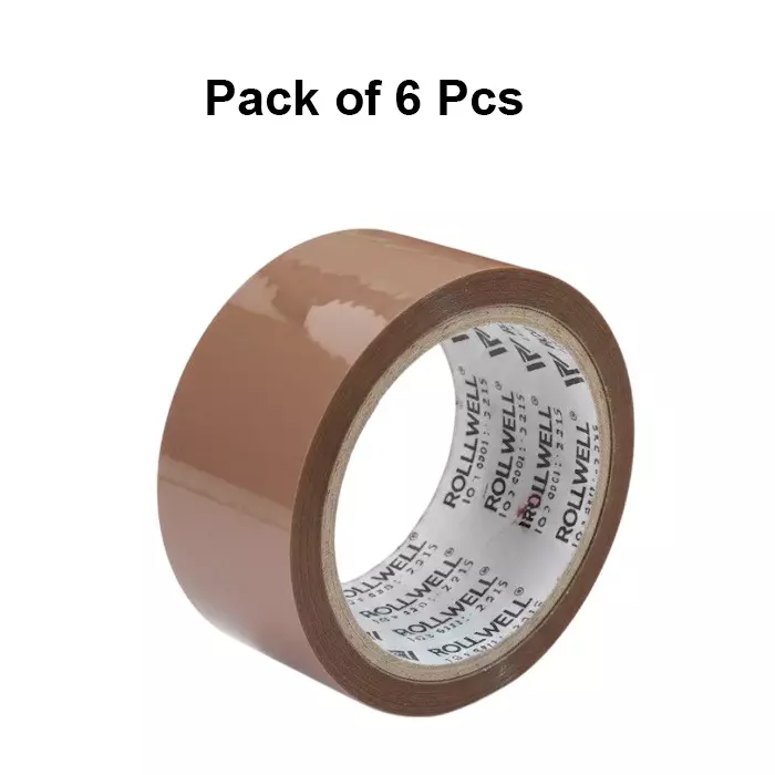 rollwell-bopp-tape-brown-40-micron-48-mm-x-120-m-pack-of-6