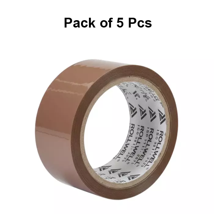 rollwell-bopp-tape-brown-40-micron-60-mm-x-65-m-pack-of-5