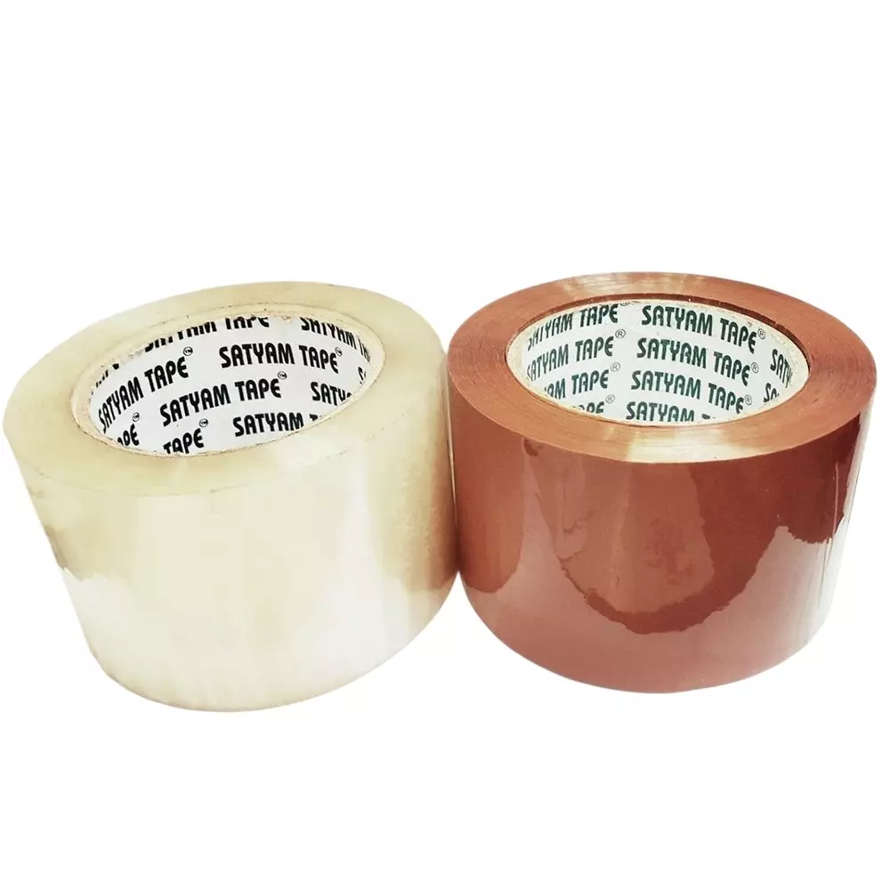 GENERIC Self Adhesive Packaging Tape Combo, Brown & Transparent, 130 m Length x 72 mm Width (Set of 2)