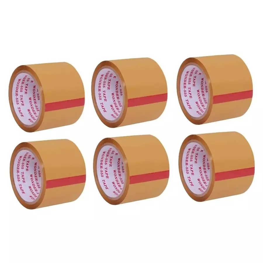 Wonder 555 BOPP Adhesive Packing Tape 25 m Length 12 mm Width Brown for Box Packaging