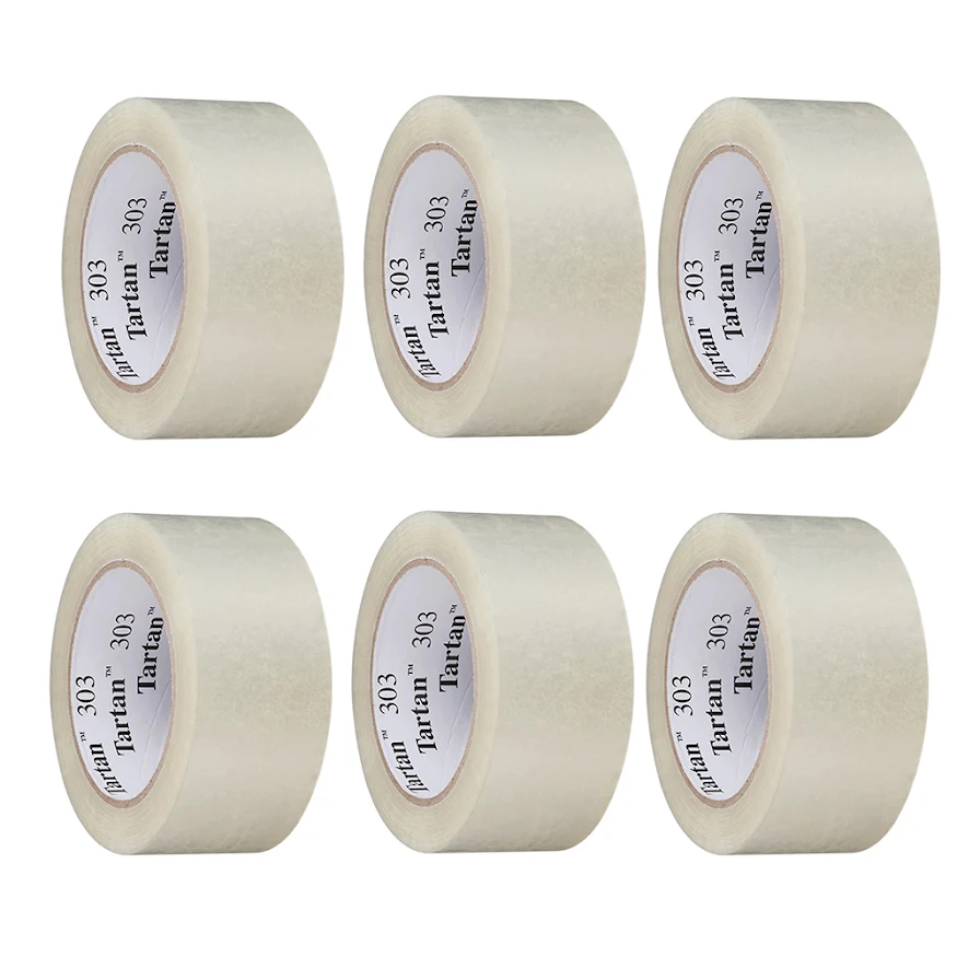 Tartan by 3M 48 mm x 50 m Packaging Tape Transparent, 303 (Pack of 6)