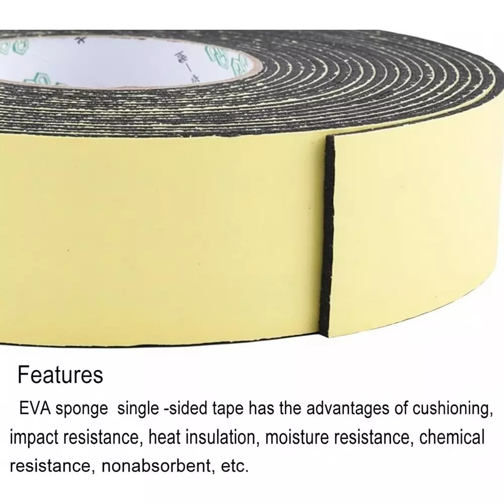 Elettro Self Adhesive Gasket Tape EVA Foam Black, 10 m Length x 30 mm Width x 2 mm Thickness