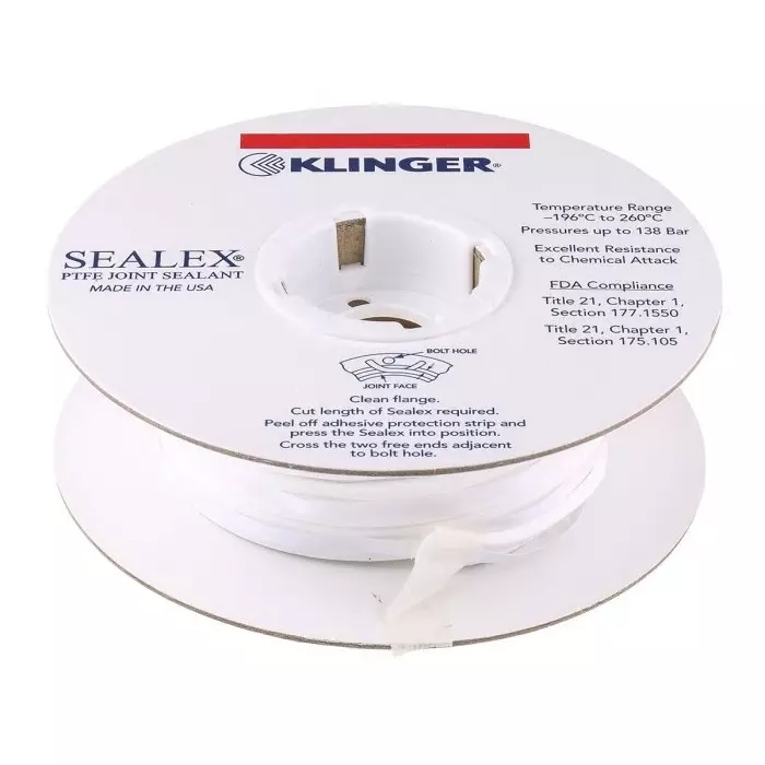 Klinger White PTFE Tape, 8m x 10 mm x 3 mm, SEA1030008BR